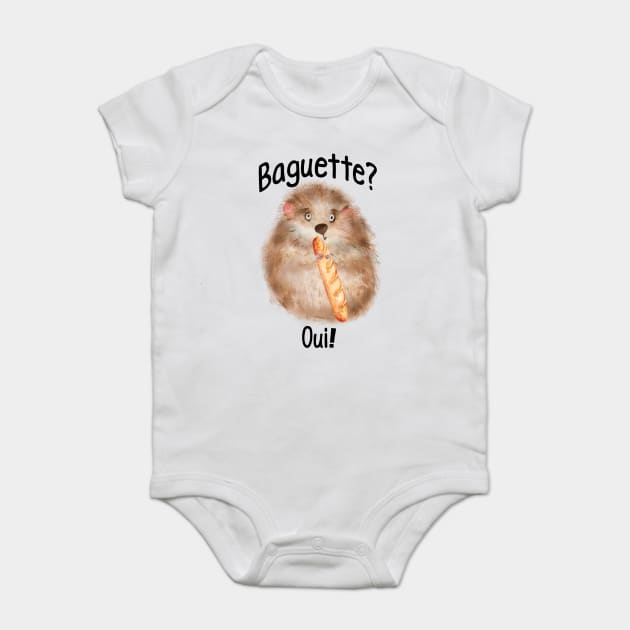 Fluffy Hamster with a Baguette design Baby Bodysuit by Luxinda